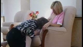 Blonde, Lesbienne, Masturbation, Mature et Jeunot, Collants