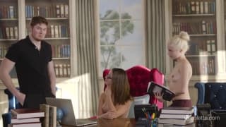 Deux filles lesbiennes surprisent par un mec